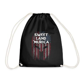 Sweet Land Murica Patriotic American Patriotism - Drawstring Bag - black - Front