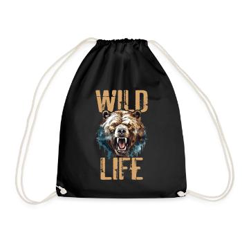Bear Grizzly Bear Roars Bear Head Nature Wilderness Wild - Drawstring Bag - black - Front