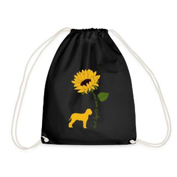 Lagotto Romagnolo Mama Mom Sunflower Saying - Drawstring Bag - black - Front