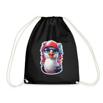 Seagull Cool avec casquette de baseball et lunettes de soleil - Sac de sport léger - noir - Devant