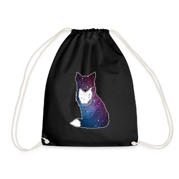 Fuchs mit Sternenhimmel, Space, Galaxy, Weltall - Turnbeutel - Schwarz - Vorne