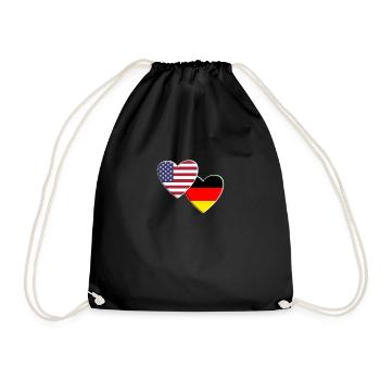 USA American German Germany Deutschland Flag - Drawstring Bag - black - Front