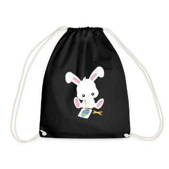Osterhase - Turnbeutel - Schwarz - Vorne