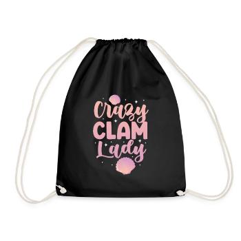 Crazy Clam Lady - Seashell Hunter Sea Shell - Drawstring Bag - black - Front