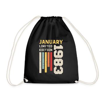 January 1983 - January 1983 Birthday Gift - Drawstring Bag - black - Front