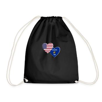 USA American State Of Wisconsin Flag Patriotic - Drawstring Bag - black - Front