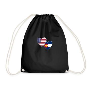 USA American State Of Colorado Flag Patriotic 4th - Drawstring Bag - black - Front