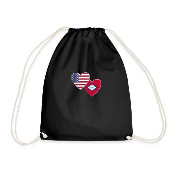USA American State Of Arkansas Flag Patriotic 4th - Drawstring Bag - black - Front
