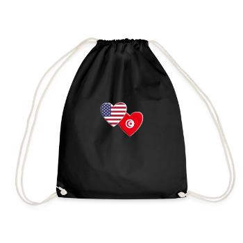USA Amerikanisch Tunesien Tunesische Flagge Patriotisch - Turnbeutel - Schwarz - Vorne