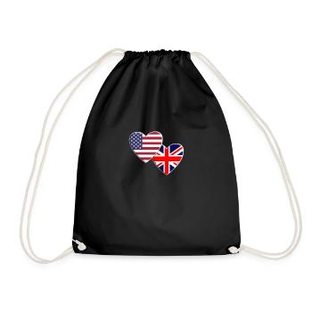 USA Amerikanisch Vereinigtes Königreich Großbritannien Britische Flagge - Turnbeutel - Schwarz - Vorne