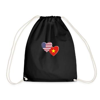 USA Amerikanisch Vietnam Vietnamesische Flagge Patriotisch - Turnbeutel - Schwarz - Vorne