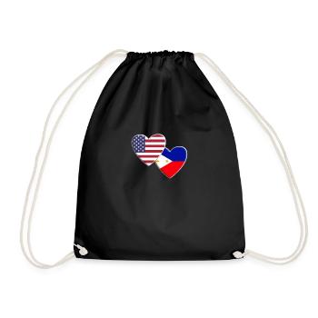 USA American Philippines Filipino Flag Patriotic - Drawstring Bag - black - Front