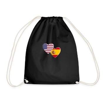 USA American Spain Spanish Espana Flag Patriotic - Drawstring Bag - black - Front