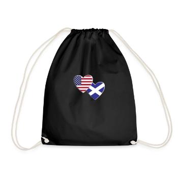 USA American Scotland Scottish Flag Patriotic - Drawstring Bag - black - Front