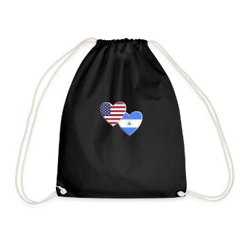 USA American Nicaragua Nicaraguan Flag Patriotic - Drawstring Bag - black - Front