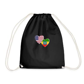 USA American Ethiopia Ethiopian Flag Patriotic - Drawstring Bag - black - Front