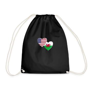 États-Unis Américain Pays de Galles Welsh Grande-Bretagne Drapeau - Sac de sport léger - noir - Devant