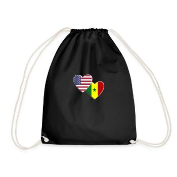 USA American Senegal Senegalese Flag Patriotic - Drawstring Bag - black - Front