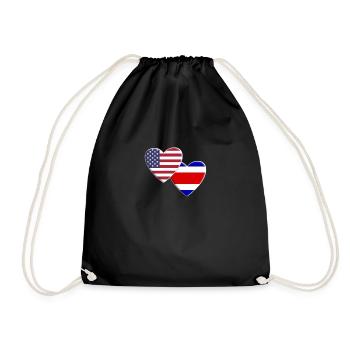 USA American Costa Rica Rican Flag Patriotic - Drawstring Bag - black - Front