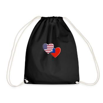 USA American Taiwan Taiwanese Flag Patriotic - Drawstring Bag - black - Front