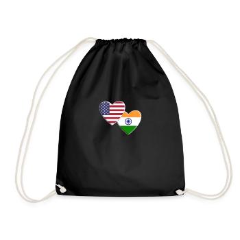 USA American India Indian Flag Patriotic Pride - Drawstring Bag - black - Front