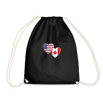 USA American Canada Canadian Flag Patriotic Pride - Drawstring Bag - black - Front