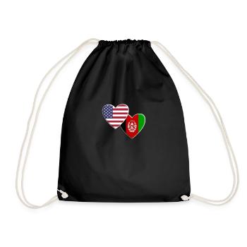 USA American Afghanistan Afghani Flag Patriotic - Drawstring Bag - black - Front