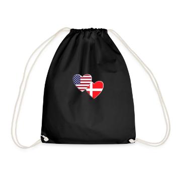 USA American Denmark Danish Flag Patriotic Pride - Drawstring Bag - black - Front