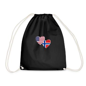 USA American Norway Norwegian Flag Patriotic - Drawstring Bag - black - Front