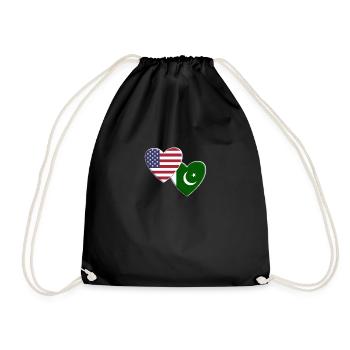 USA American Pakistan Pakistani Flag Patriotic - Drawstring Bag - black - Front