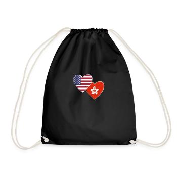 USA American Hong Kong Flag Patriotic Pride - Drawstring Bag - black - Front