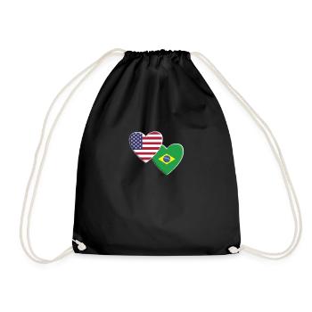 USA American Brazil Brazilian Flag Patriotic - Drawstring Bag - black - Front