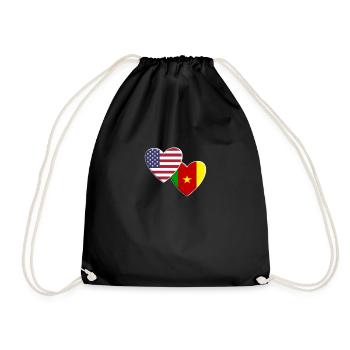 USA Amerikanisch Kamerun Kamerunische Afrika-Flagge - Turnbeutel - Schwarz - Vorne