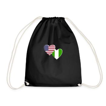 USA American Nigeria Nigerian Africa Flag - Drawstring Bag - black - Front