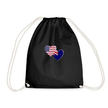 USA Amerikanisch Neuseeland Flagge Patriotischer Stolz - Turnbeutel - Schwarz - Vorne