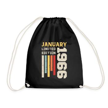 January 1966 - January 1966 Birthday Gift - Drawstring Bag - black - Front