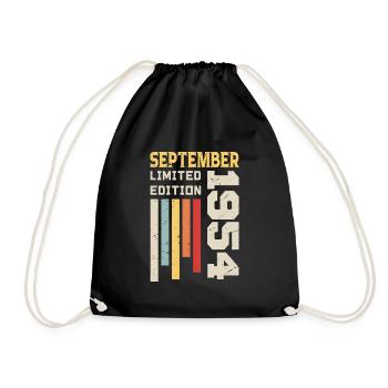 September 1954 September 1954 Birthday Gift - Drawstring Bag - black - Front