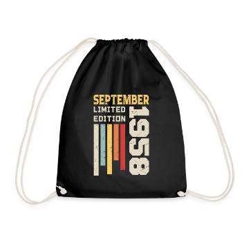 September 1958 Birthday Gift September 1958 - Drawstring Bag - black - Front