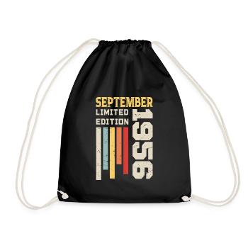 September 1956 Birthday Gift September 1956 - Drawstring Bag - black - Front