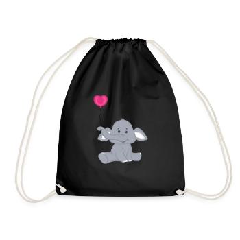 Bébé éléphant avec montgolfière coeur - Sac de sport léger - noir - Devant
