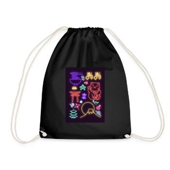 Colorful neon lights Japan - Drawstring Bag - black - Front