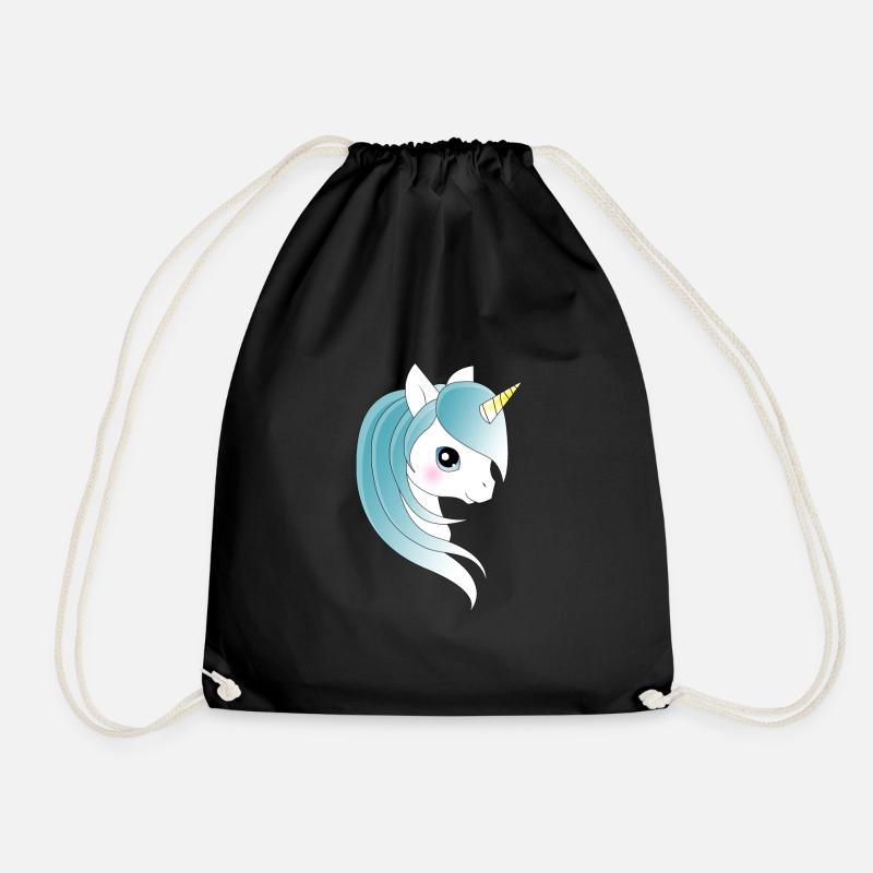 Einhorn mit blauen Haaren - Turnbeutel - Schwarz