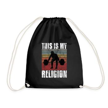 Bodybuilding is my religion Bpdybuilder GYM Retro - Turnbeutel - Schwarz - Vorne