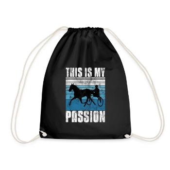 This is my Passion Trabrennen Trabreiten Retro - Turnbeutel - Schwarz - Vorne