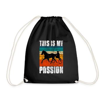 This is my Passion Trabrennen Trabreiten Retro - Turnbeutel - Schwarz - Vorne