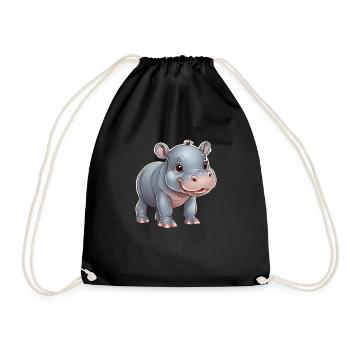 Adorable bébé hippopotame T-shirt - Sac de sport léger - noir - Devant