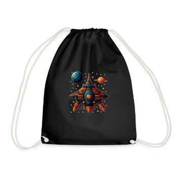 Soucoupe volante de vaisseau spatial imaginative - Sac de sport léger - noir - Devant