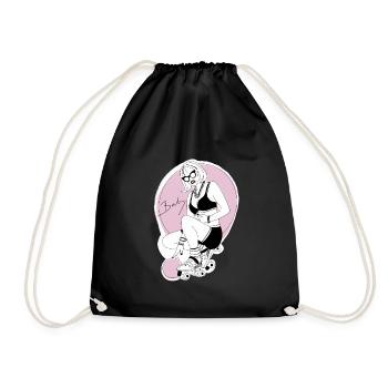 Skate Babe / Patins à roulettes / Skatergirl / Années 60 - Sac de sport léger - noir - Devant