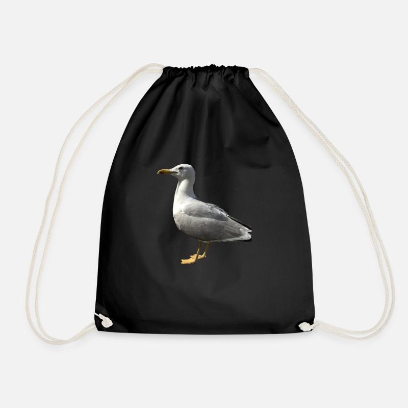Seagull Bird Gift Idea - Drawstring Bag - black