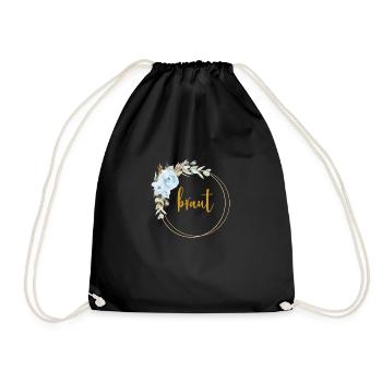 Team Braut! Eukalyptus Blauer Rosen Boho Kranz - Turnbeutel - Schwarz - Vorne